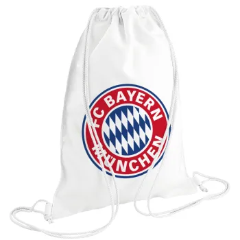 FC Bayern Munich, Τσάντα πλάτης πουγκί GYMBAG λευκή (28x40cm)