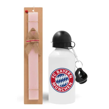 FC Bayern Munich, Πασχαλινή Λαμπάδα με παγούρι μεταλλικό αλουμινίου (500ml) & κερί αρωματικό πλακέ (30cm) (ΡΟΖ)