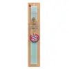 Easter Set, wooden keychain & aromatic flat Easter candle (30cm) (TURQUOISE)