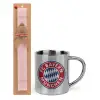 Easter Set, metallic thermal cup (300ml) & aromatic flat Easter candle (30cm) (PINK)