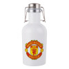 Manchester United F.C., Μεταλλικό παγούρι Λευκό (Stainless steel) με καπάκι ασφαλείας 1L