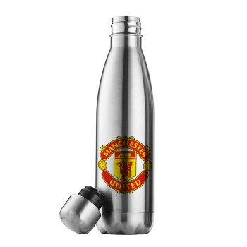 Manchester United F.C., Μεταλλικό παγούρι θερμός Inox (Stainless steel), διπλού τοιχώματος, 500ml