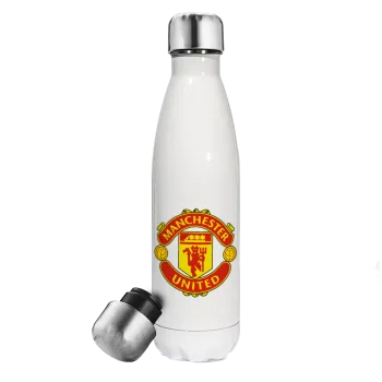 Manchester United F.C., Metal mug thermos White (Stainless steel), double wall, 500ml