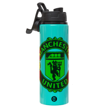 Manchester United F.C., Metallic water bottle with safety lid, 850ml aluminum