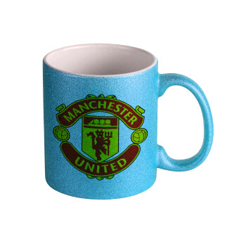 Manchester United F.C., Κούπα Σιέλ Glitter που γυαλίζει, κεραμική, 330ml