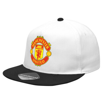 Manchester United F.C., Καπέλο Ενηλίκων Flat Snapback Λευκό/Μαύρο, (POLYESTER, ΕΝΗΛΙΚΩΝ, UNISEX, ONE SIZE)