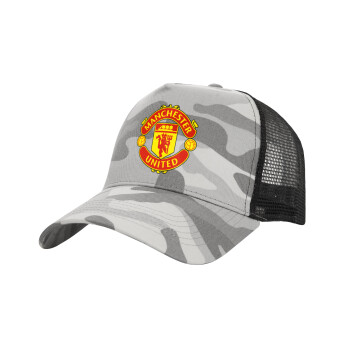 Manchester United F.C., Καπέλο Ενηλίκων Structured Trucker, με Δίχτυ, (παραλλαγή) Army Camo (100% ΒΑΜΒΑΚΕΡΟ, ΕΝΗΛΙΚΩΝ, UNISEX, ONE SIZE)