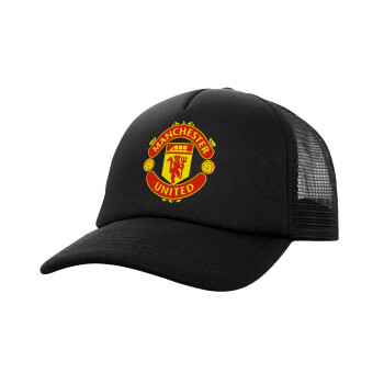 Manchester United F.C., Καπέλο Ενηλίκων Soft Trucker με Δίχτυ Μαύρο (POLYESTER, ΕΝΗΛΙΚΩΝ, UNISEX, ONE SIZE)