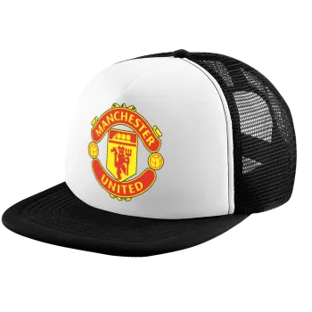 Manchester United F.C., Child's Soft Trucker Hat with BLACK/WHITE Mesh (POLYESTER, CHILD, ONE SIZE)