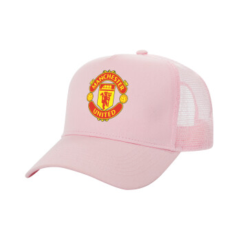 Manchester United F.C., Καπέλο Παιδικό Structured Trucker, με Δίχτυ, ΡΟΖ (100% ΒΑΜΒΑΚΕΡΟ, ΠΑΙΔΙΚΟ, UNISEX, ONE SIZE)