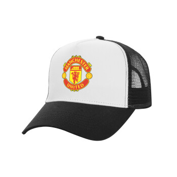 Manchester United F.C., Καπέλο Ενηλίκων Structured Trucker, με Δίχτυ, ΛΕΥΚΟ/ΜΑΥΡΟ (100% ΒΑΜΒΑΚΕΡΟ, ΕΝΗΛΙΚΩΝ, UNISEX, ONE SIZE)