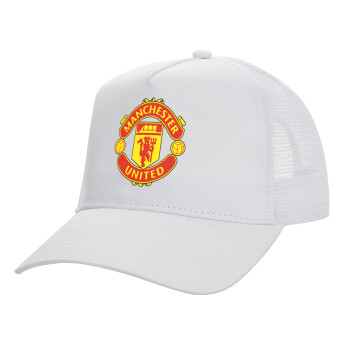 Manchester United F.C., Καπέλο Ενηλίκων Structured Trucker, με Δίχτυ, ΛΕΥΚΟ (100% ΒΑΜΒΑΚΕΡΟ, ΕΝΗΛΙΚΩΝ, UNISEX, ONE SIZE)