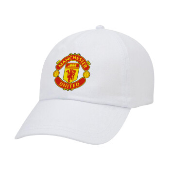 Manchester United F.C., Καπέλο Ενηλίκων Baseball Λευκό 5-φύλλο (POLYESTER, ΕΝΗΛΙΚΩΝ, UNISEX, ONE SIZE)