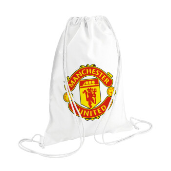 Manchester United F.C., Τσάντα πλάτης πουγκί GYMBAG λευκή (28x40cm)