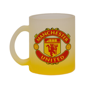 Manchester United F.C., Κούπα γυάλινη δίχρωμη με βάση το κίτρινο ματ, 330ml