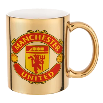 Manchester United F.C., Mug ceramic, gold mirror, 330ml