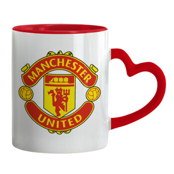 Manchester United F.C., Κούπα καρδιά χερούλι κόκκινη, κεραμική, 330ml