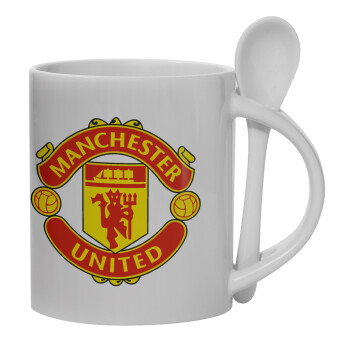 Manchester United F.C., Κούπα, κεραμική με κουταλάκι, 330ml (1 τεμάχιο)