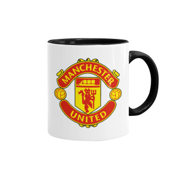 Manchester United F.C., Κούπα χρωματιστή μαύρη, κεραμική, 330ml