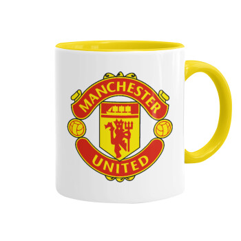 Manchester United F.C., Κούπα χρωματιστή κίτρινη, κεραμική, 330ml