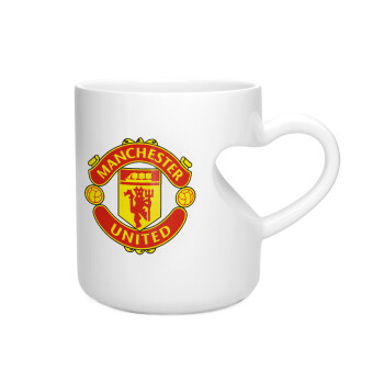 Manchester United F.C., Κούπα καρδιά λευκή, κεραμική, 330ml