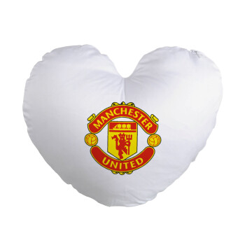 Manchester United F.C., Μαξιλάρι καναπέ καρδιά 40x40cm περιέχεται το  γέμισμα