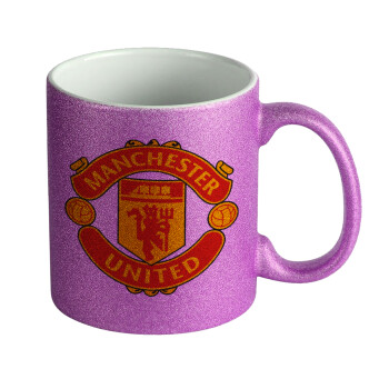 Manchester United F.C., Κούπα Μωβ Glitter που γυαλίζει, κεραμική, 330ml