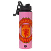 Metallic water bottle with safety lid, 850ml aluminum