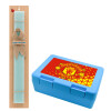 Easter Set, children's snack container BLUE & Easter aromatic flat candle (30cm) (TURQUOISE)