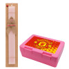 Easter Set, children's snack container PINK & scented flat Easter candle (30cm) (PINK)