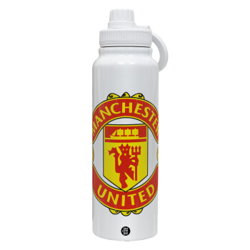 Manchester United F.C., 1L Stainless Steel Thermal Bottle with Phone Holder & Double Wall Insulation