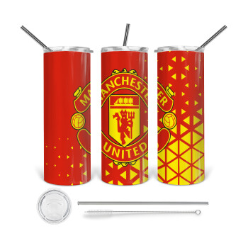 Manchester United F.C., Tumbler stainless steel 600ml, with metal straw & cleaning brush