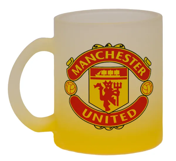 Manchester United F.C. — Κούπα γυάλινη δίχρωμη με βάση το κίτρινο ματ, 330ml