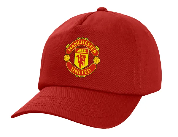 Manchester United F.C. — Πεντάφυλλο Καπέλο Ενηλίκων Baseball, 100% Βαμβακερό,  Κόκκινο (ΒΑΜΒΑΚΕΡΟ, ΕΝΗΛΙΚΩΝ, UNISEX, ONE SIZE)