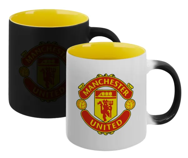 Manchester United F.C. — Magic mug with yellow interior, ceramic, 330ml, changes colour with hot drinks