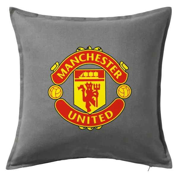 Manchester United F.C. — Μαξιλάρι καναπέ Γκρι 100% βαμβάκι, περιέχεται το γέμισμα (50x50cm)