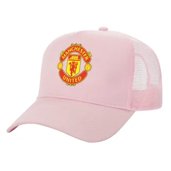 Manchester United F.C., Καπέλο Παιδικό Structured Trucker, με Δίχτυ, ΡΟΖ (100% ΒΑΜΒΑΚΕΡΟ, ΠΑΙΔΙΚΟ, UNISEX, ONE SIZE)