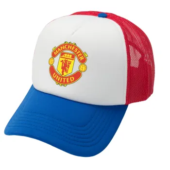 Manchester United F.C., Καπέλο Ενηλίκων Soft Trucker με Δίχτυ Red/Blue/White (POLYESTER, ΕΝΗΛΙΚΩΝ, UNISEX, ONE SIZE)