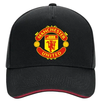 Manchester United F.C., DRILL Adult Ultimate Hat BLACK/RED, (100% COTTON, ADULT, UNISEX, ONE SIZE)