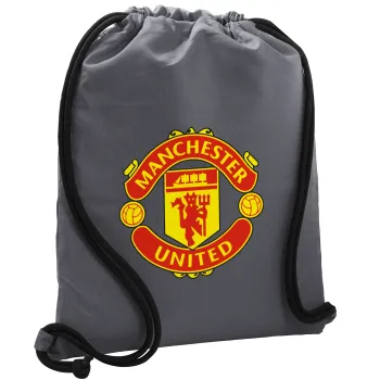 Manchester United F.C., Backpack pouch GYMBAG GREY, with pocket (40x48cm) & thick cords