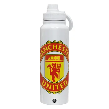 Manchester United F.C., Θερμός 1L Ανοξείδωτο με Βάση Κινητού & Διπλά Τοιχώματα