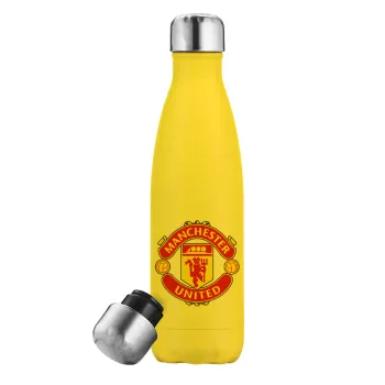 Manchester United F.C., Yellow Stainless Steel Metallic Thermos, double-walled, 500ml