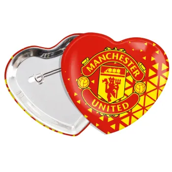 Manchester United F.C., Κονκάρδα παραμάνα καρδιά (57x52mm)