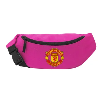 Manchester United F.C., Unisex τσαντάκι μέσης (μπανάνα) χρώματος ΡΟΖ με 2 τσέπες
