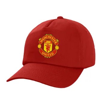 Manchester United F.C., Πεντάφυλλο Καπέλο Ενηλίκων Baseball, 100% Βαμβακερό,  Κόκκινο (ΒΑΜΒΑΚΕΡΟ, ΕΝΗΛΙΚΩΝ, UNISEX, ONE SIZE)