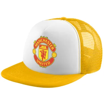 Manchester United F.C., Καπέλο Ενηλίκων Soft Trucker με Δίχτυ Κίτρινο/White (POLYESTER, ΕΝΗΛΙΚΩΝ, UNISEX, ONE SIZE)