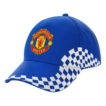 Manchester United F.C., Καπέλο Ενηλίκων Ultimate ΜΠΛΕ RACING, (100% ΒΑΜΒΑΚΕΡΟ DRILL, ΕΝΗΛΙΚΩΝ, UNISEX, ONE SIZE)