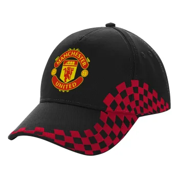 Manchester United F.C., Καπέλο Ενηλίκων Ultimate ΜΑΥΡΟ/ΚΟΚΚΙΝΟ RACING, (100% ΒΑΜΒΑΚΕΡΟ DRILL, ΕΝΗΛΙΚΩΝ, UNISEX, ONE SIZE)