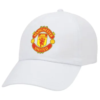 Manchester United F.C., Adult Baseball Cap White 5-panel (POLYESTER, ADULT, UNISEX, ONE SIZE)