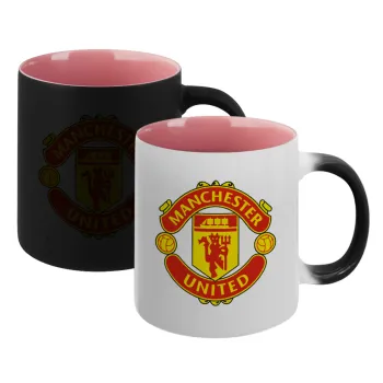 Manchester United F.C., Κούπα Μαγική εσωτερικό ΡΟΖ, κεραμική 330ml που αλλάζει χρώμα με το ζεστό ρόφημα